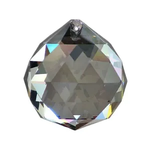 Faceted Ball Crystal 30mm Satin Prism with One Hole on Top Faceted Ball Crystal 30mm Satin Prism with One Hole on Top