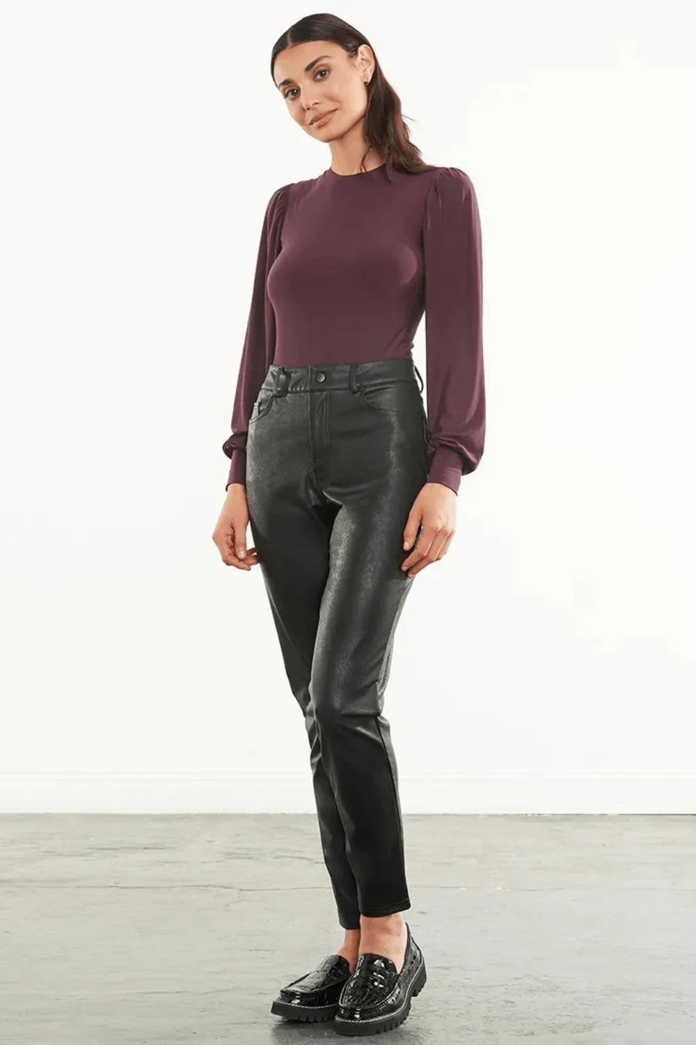 Faux Leather Five Pocket Pant