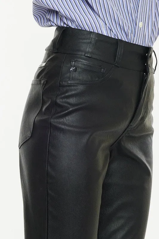 Faux Leather High Rise Skinny Straight Jean