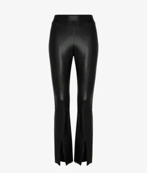 Faux Leather Split-Front Pant in Black