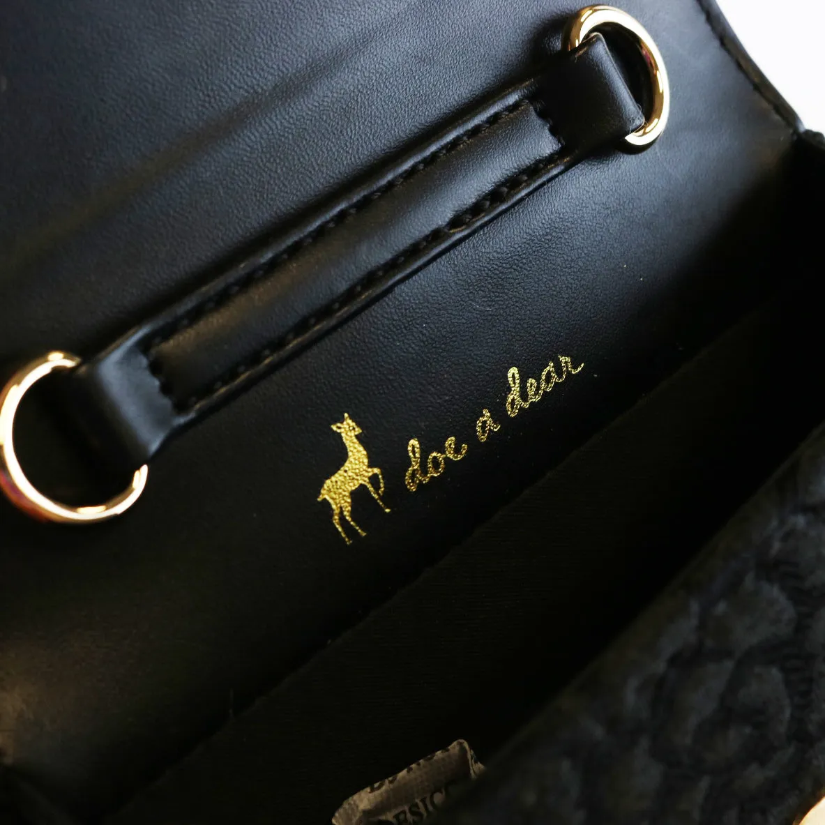 Floral Appliques Tweed Purse - Black