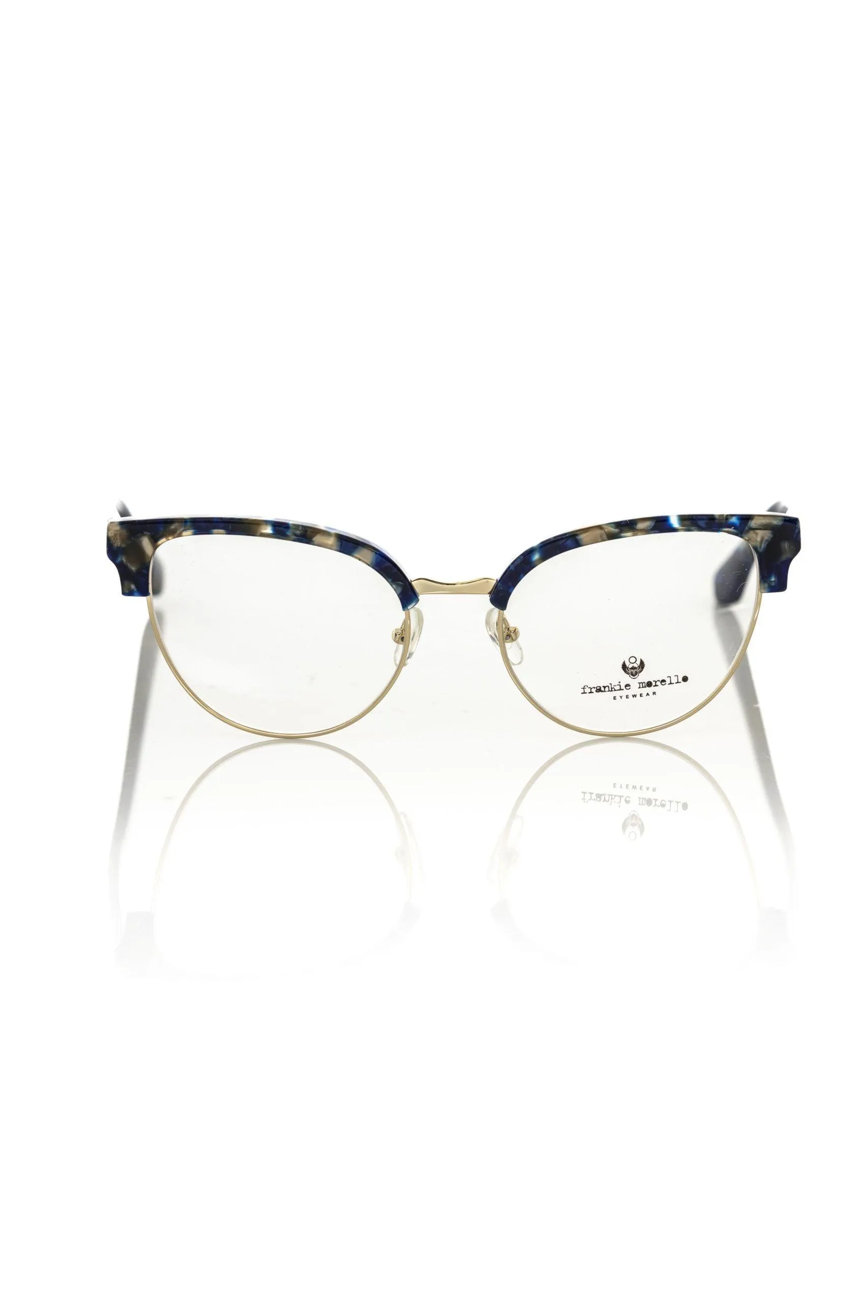 Frankie Morello Elegant Clubmaster Blue Pearl Eyeglasses