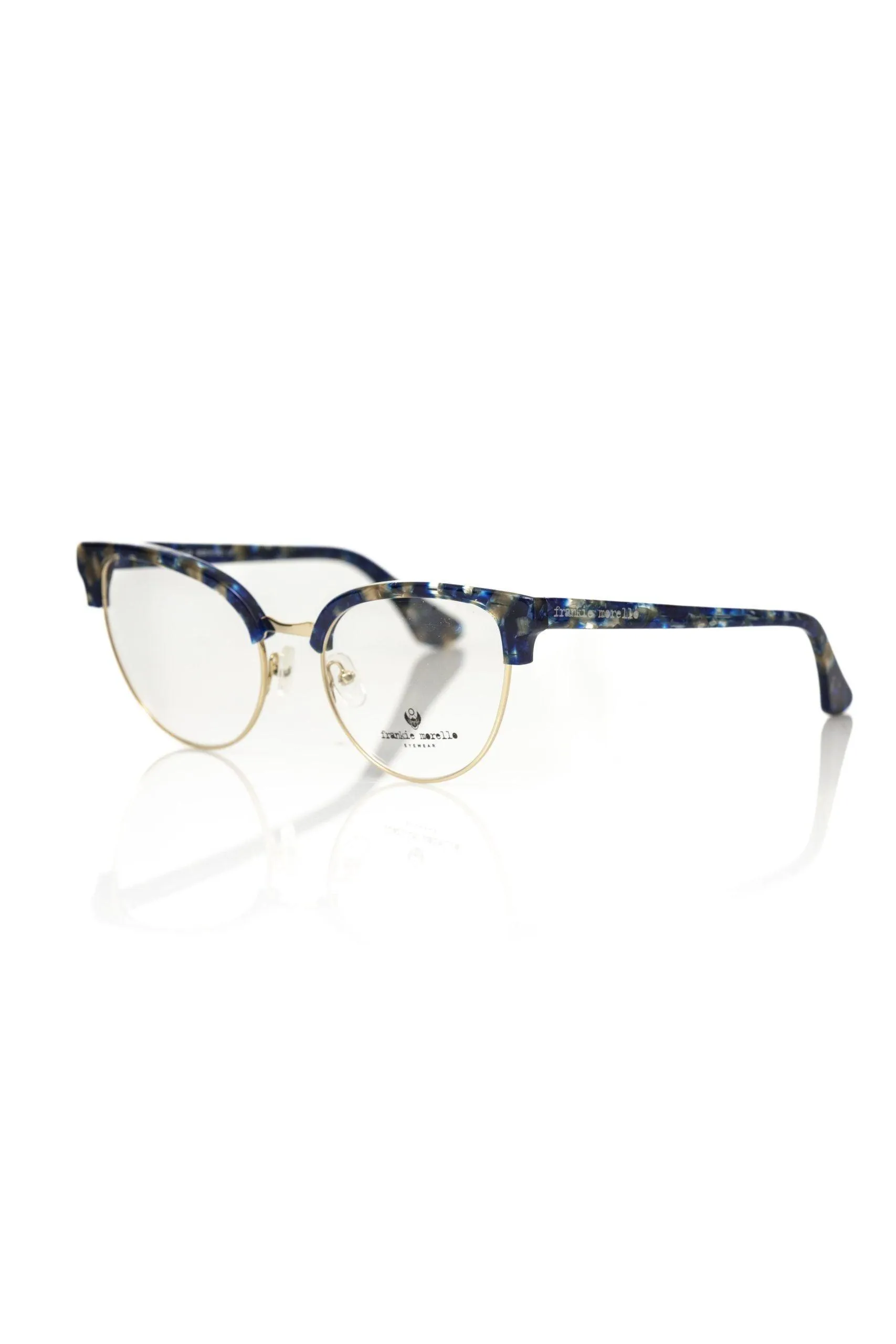 Frankie Morello Elegant Clubmaster Blue Pearl Eyeglasses
