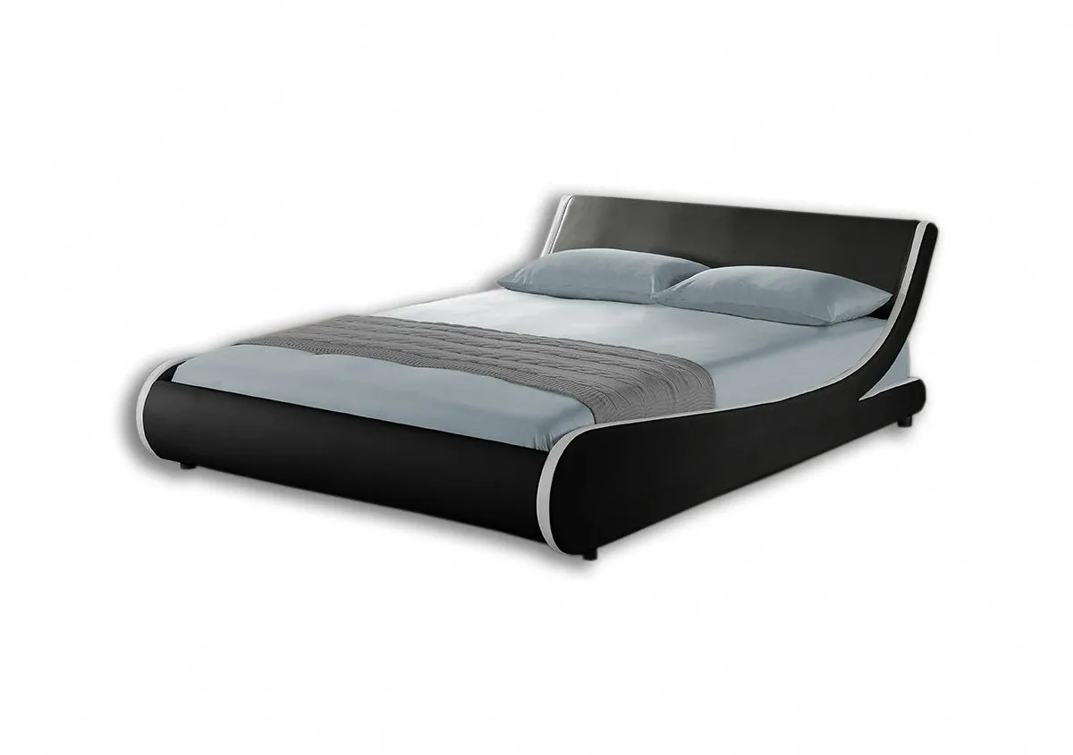 Galactic Leather King Bed Frame, Black & White