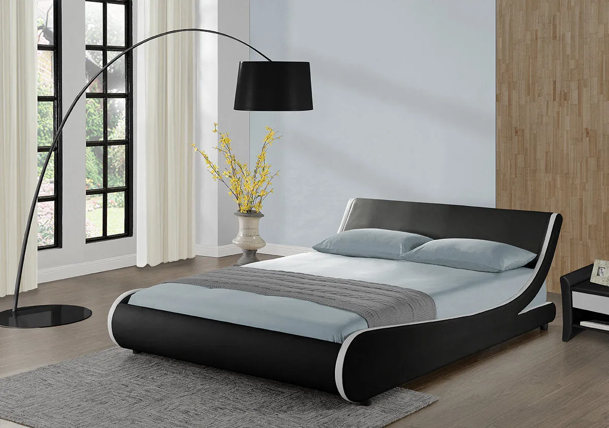 Galactic Leather King Bed Frame, Black & White
