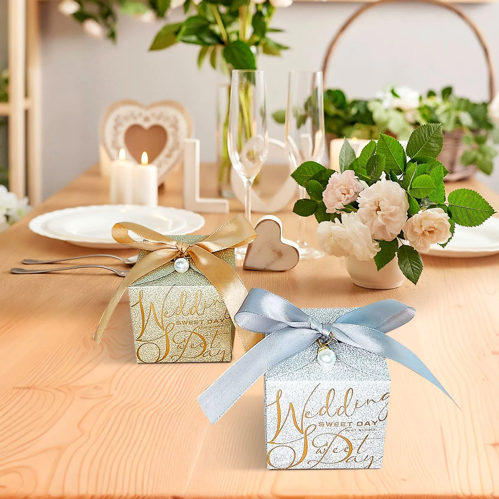 Gift Bag With Bow, Premium Plastic Gift Bag, Wedding Gift, Set of 10