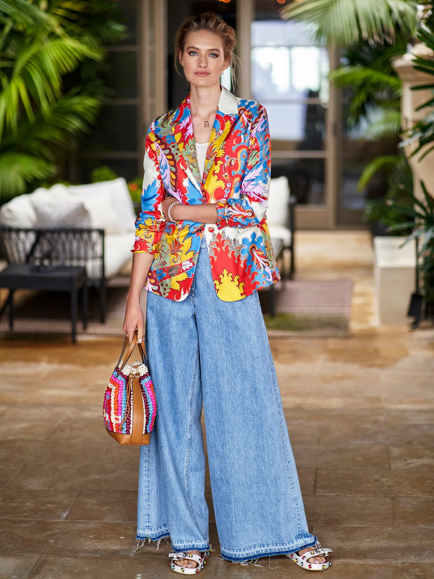 Giolla Paisley Bloom Silk Jacket