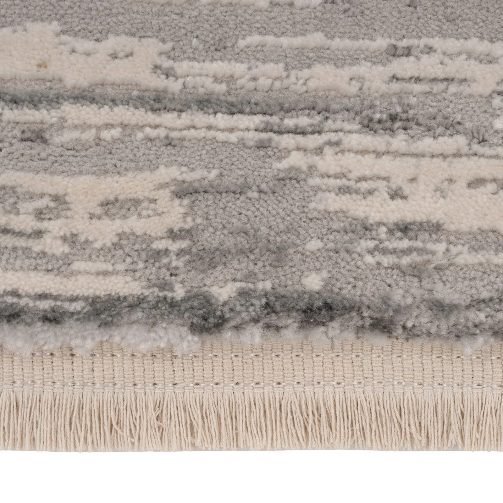 Grey Brush Strokes Runner Rug