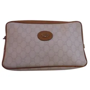 Gucci Vintage Purses Tan Gg Canvas Clutch