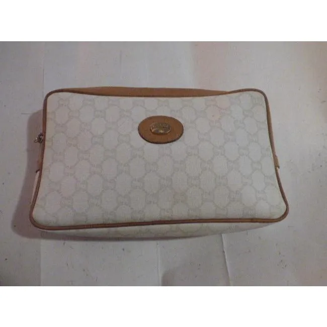 Gucci Vintage Purses Tan Gg Canvas Clutch