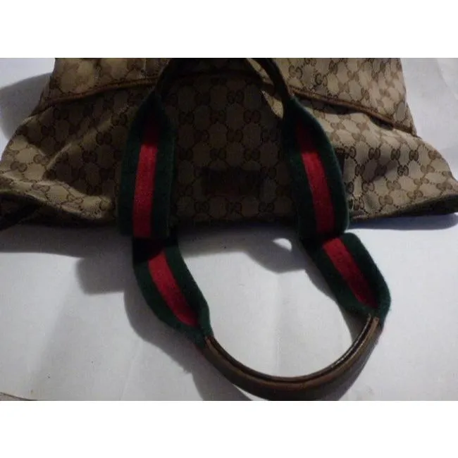 Gucci Vintage Pursesdesigner Purses Shades Of Brown Canvasleather And Redgreen Striped Straps1 Tote