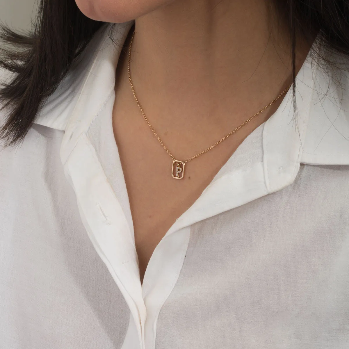 Jeweled Letter P chain Neckless