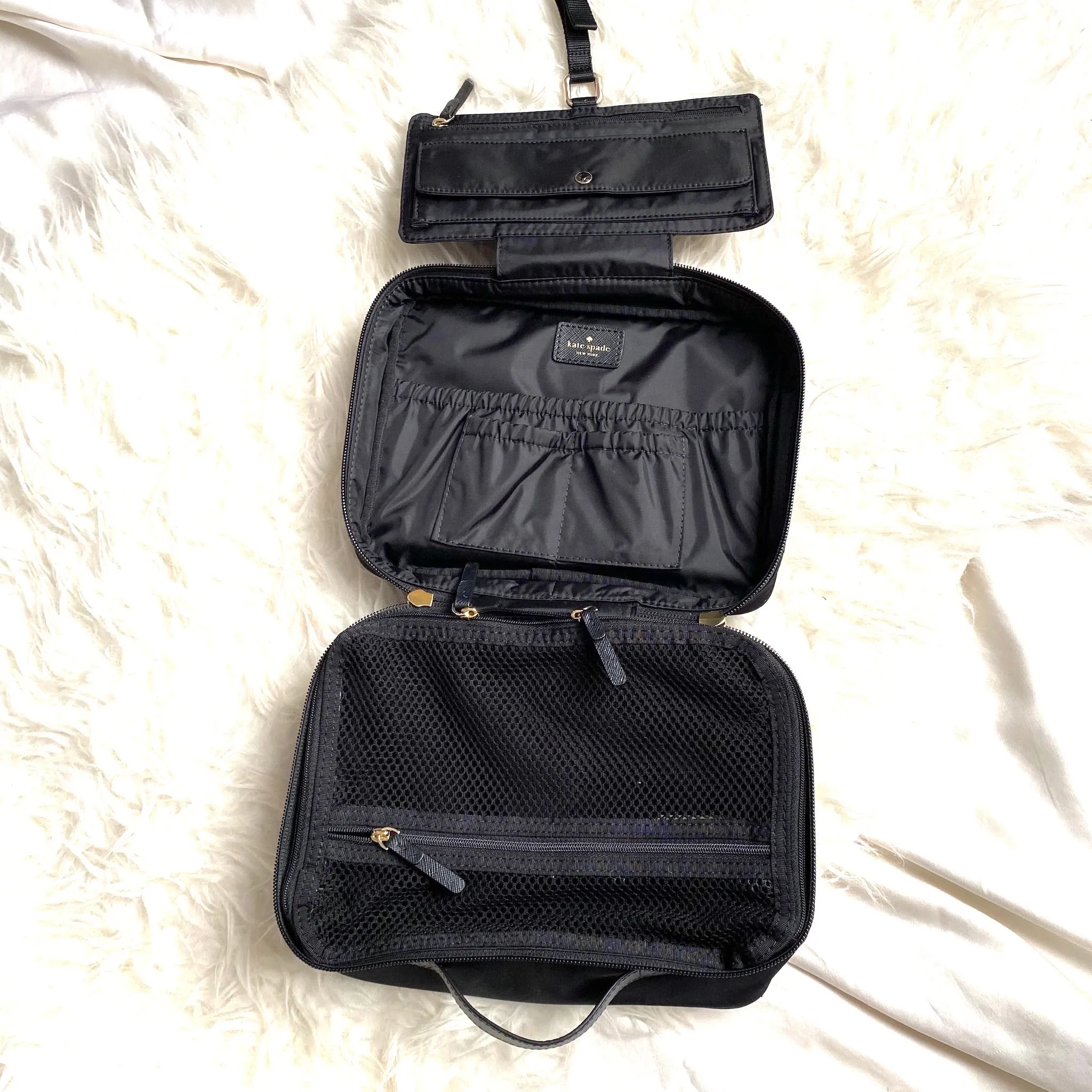 Kate Spade Black Trifold Cosmetic Case (like new!)