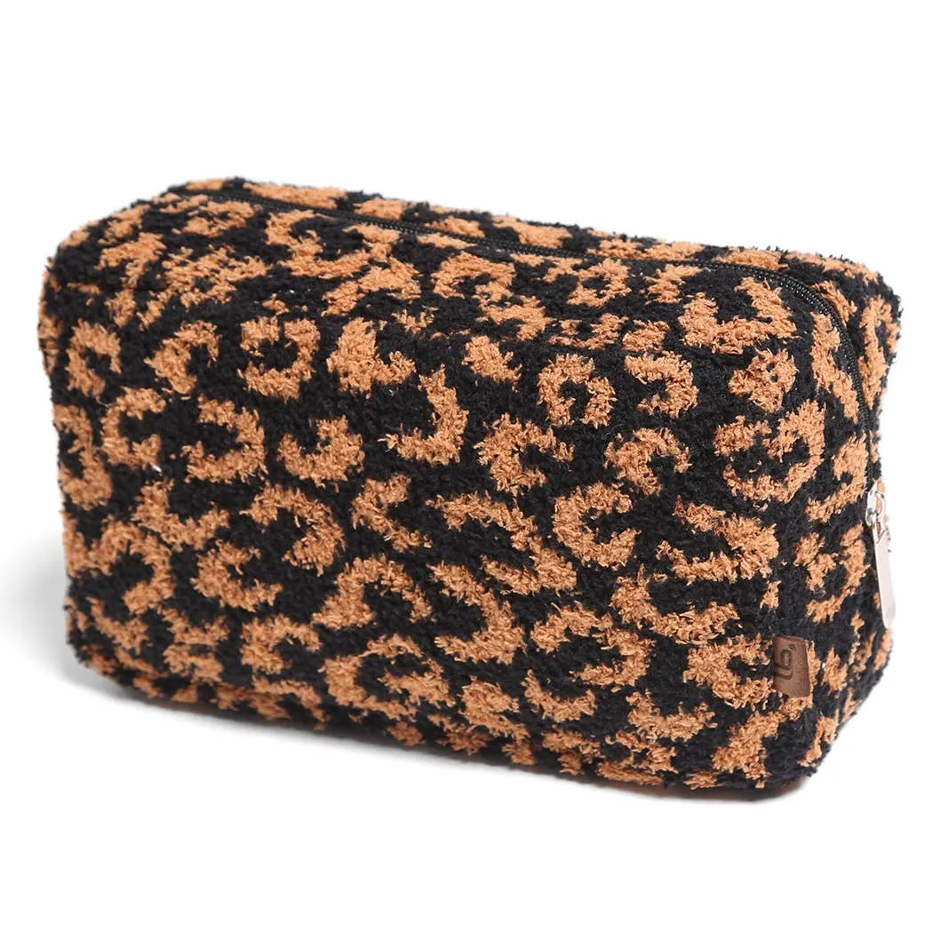 Large Leopard Print Luxury Soft Travel Pouch