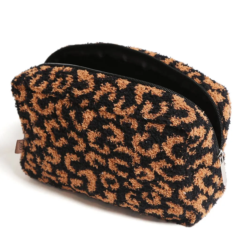 Large Leopard Print Luxury Soft Travel Pouch