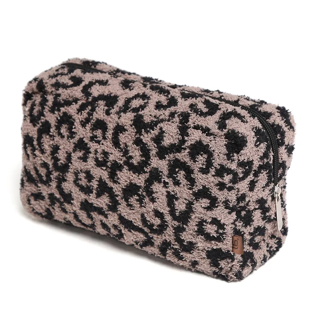 Large Leopard Print Luxury Soft Travel Pouch