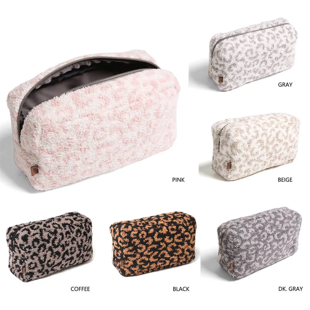 Large Leopard Print Luxury Soft Travel Pouch
