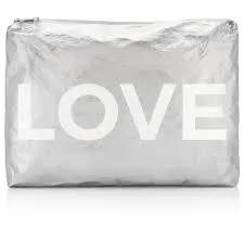 Large Love Cosmetic Bag - Silver