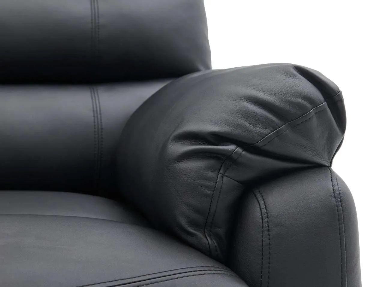 Lucas 3 Seater Faux Leather Recliner Sofa with left side facing chaise - Black