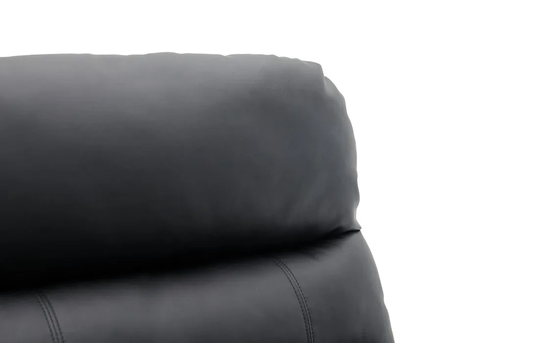Lucas 3 Seater Faux Leather Recliner Sofa with left side facing chaise - Black