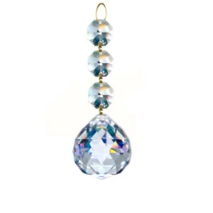 Magnificent Crystal 40mm Faceted ball Prism Clear Crystal Accent with Three Octagon Beads Magnificent Crystal 40mm Faceted ball Prism Clear Crystal Accent with Three Octagon Beads