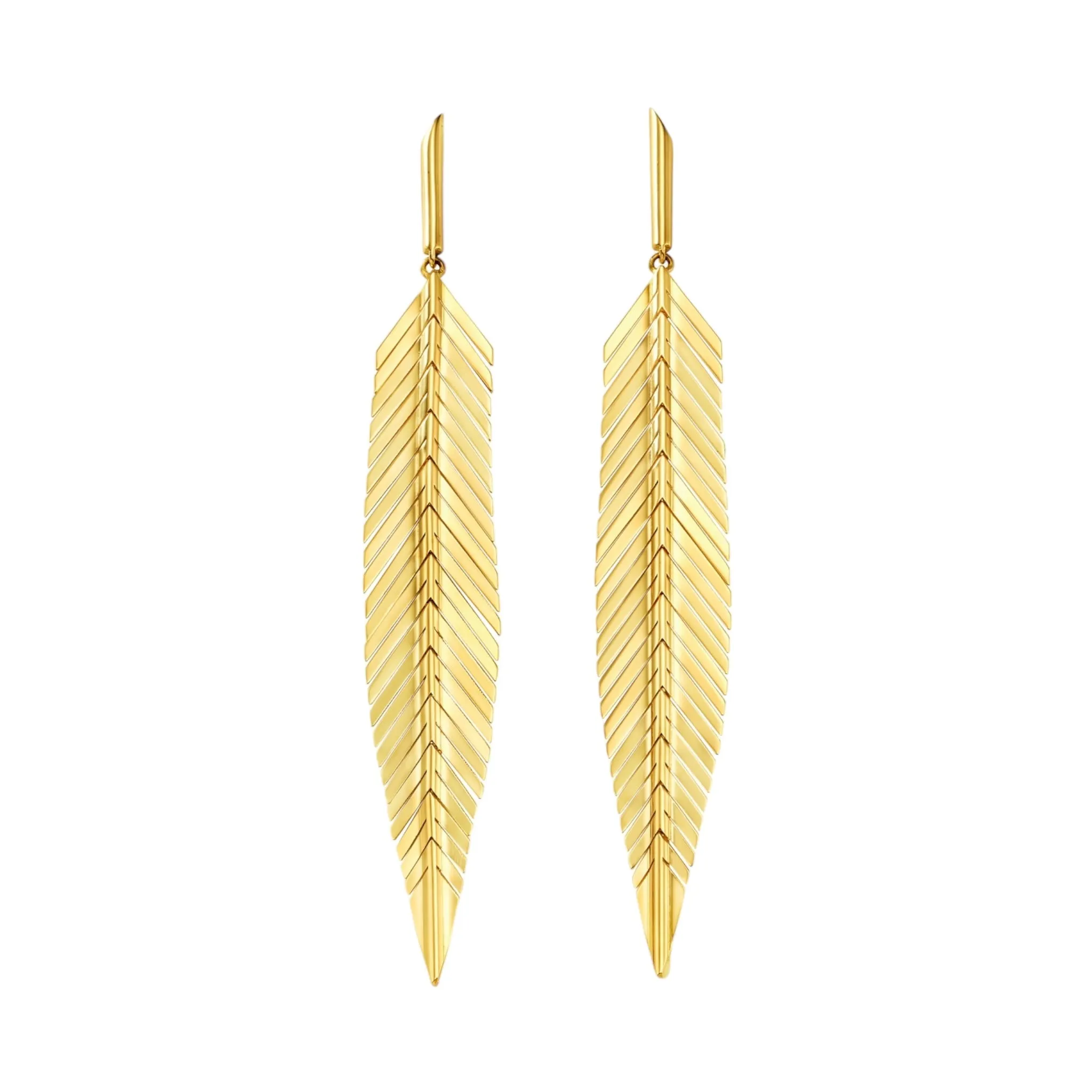 Medium Gold Feather Earrings by Cadar