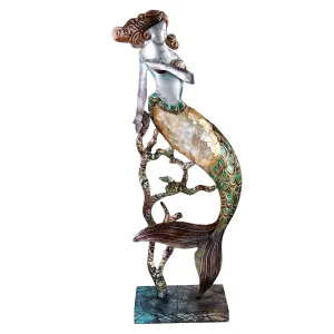 Metal & Capiz Mermaid Right on Stand