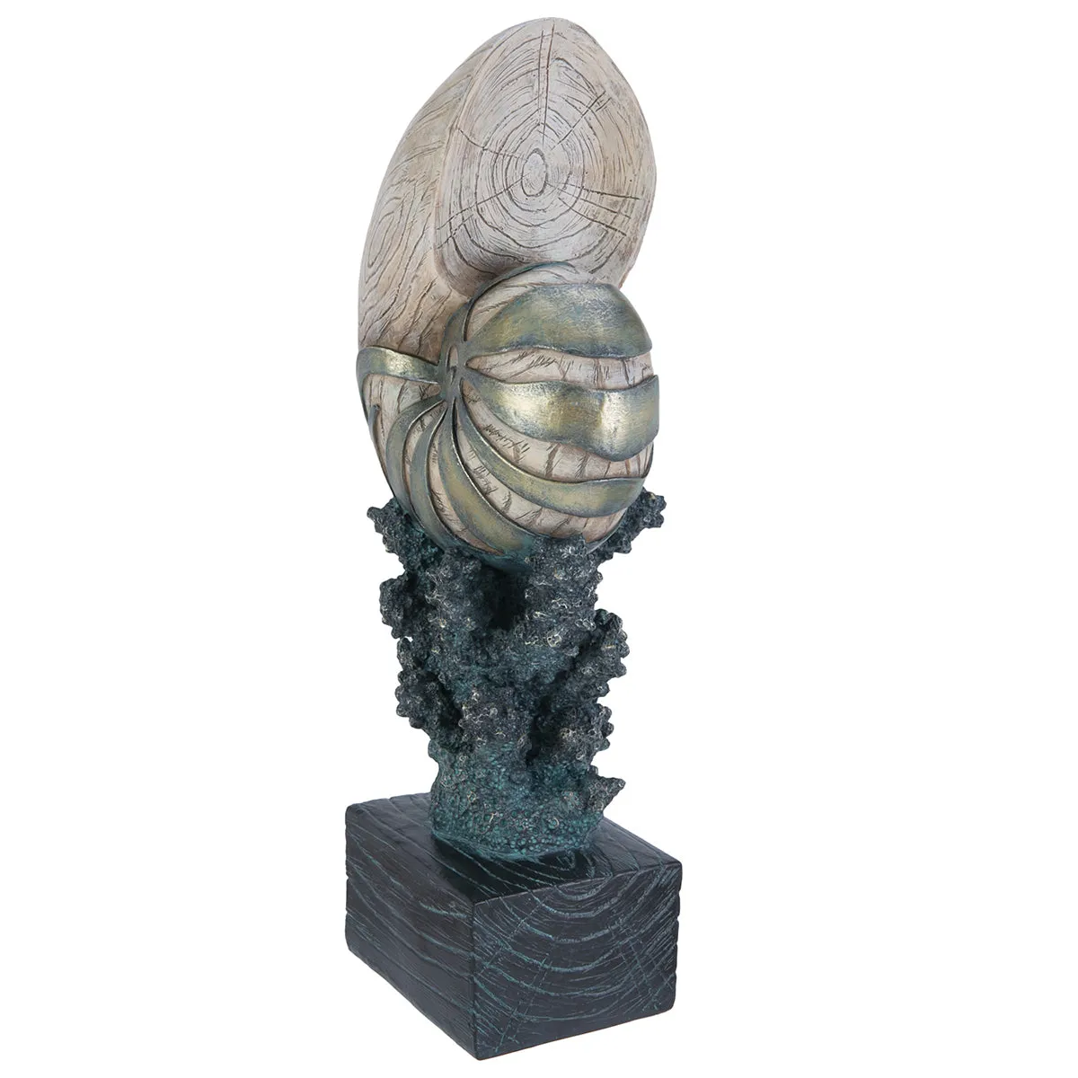 Metallic Shell & Coral on Stand