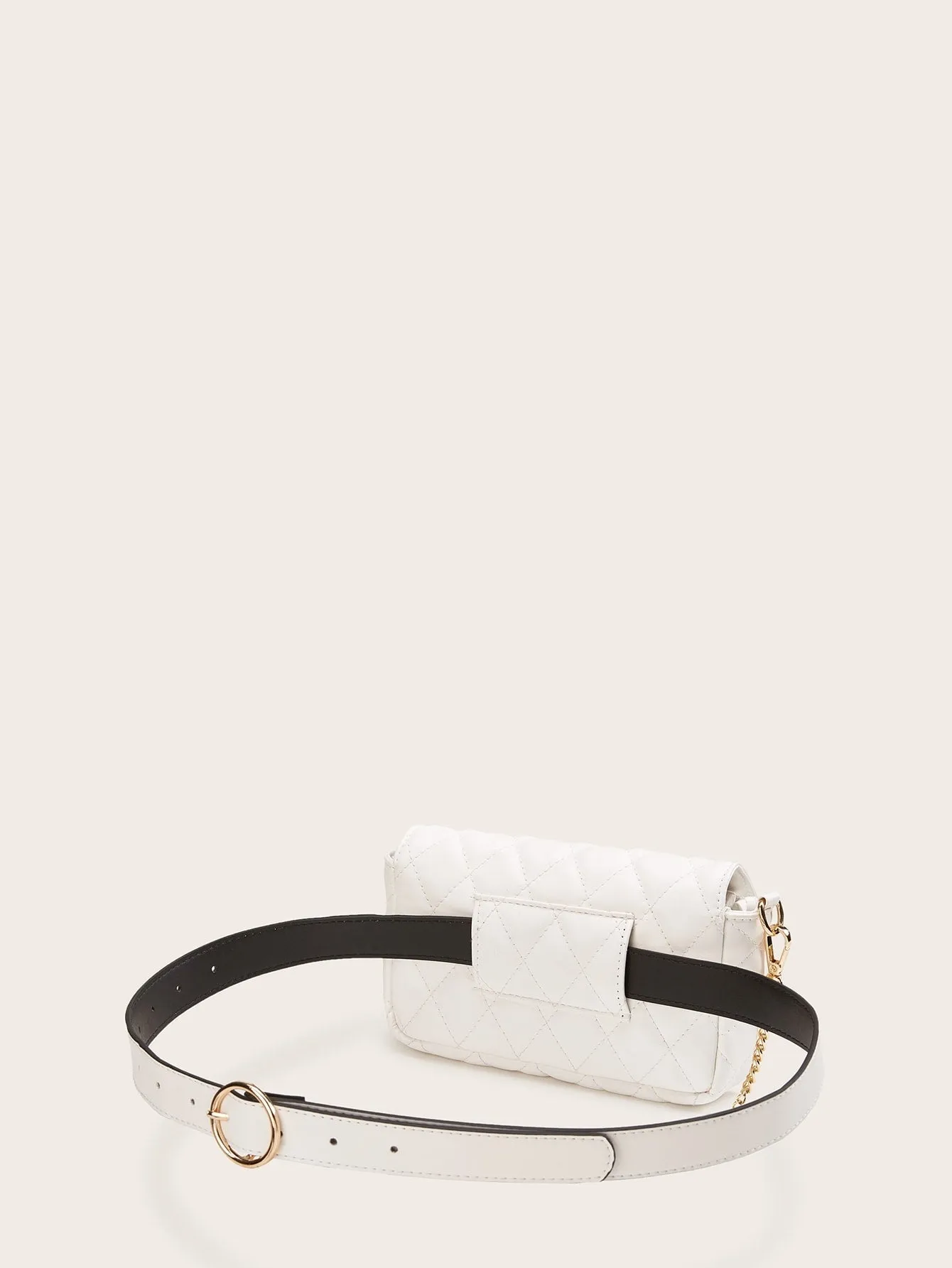 Mini Chain Decor Quilted Fanny Pack