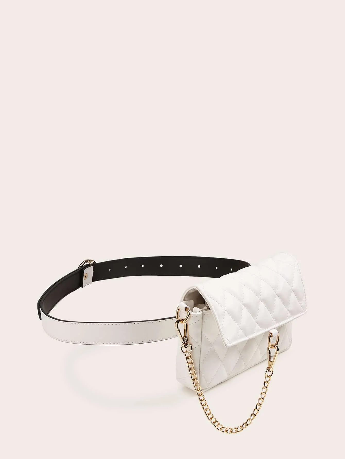 Mini Chain Decor Quilted Fanny Pack