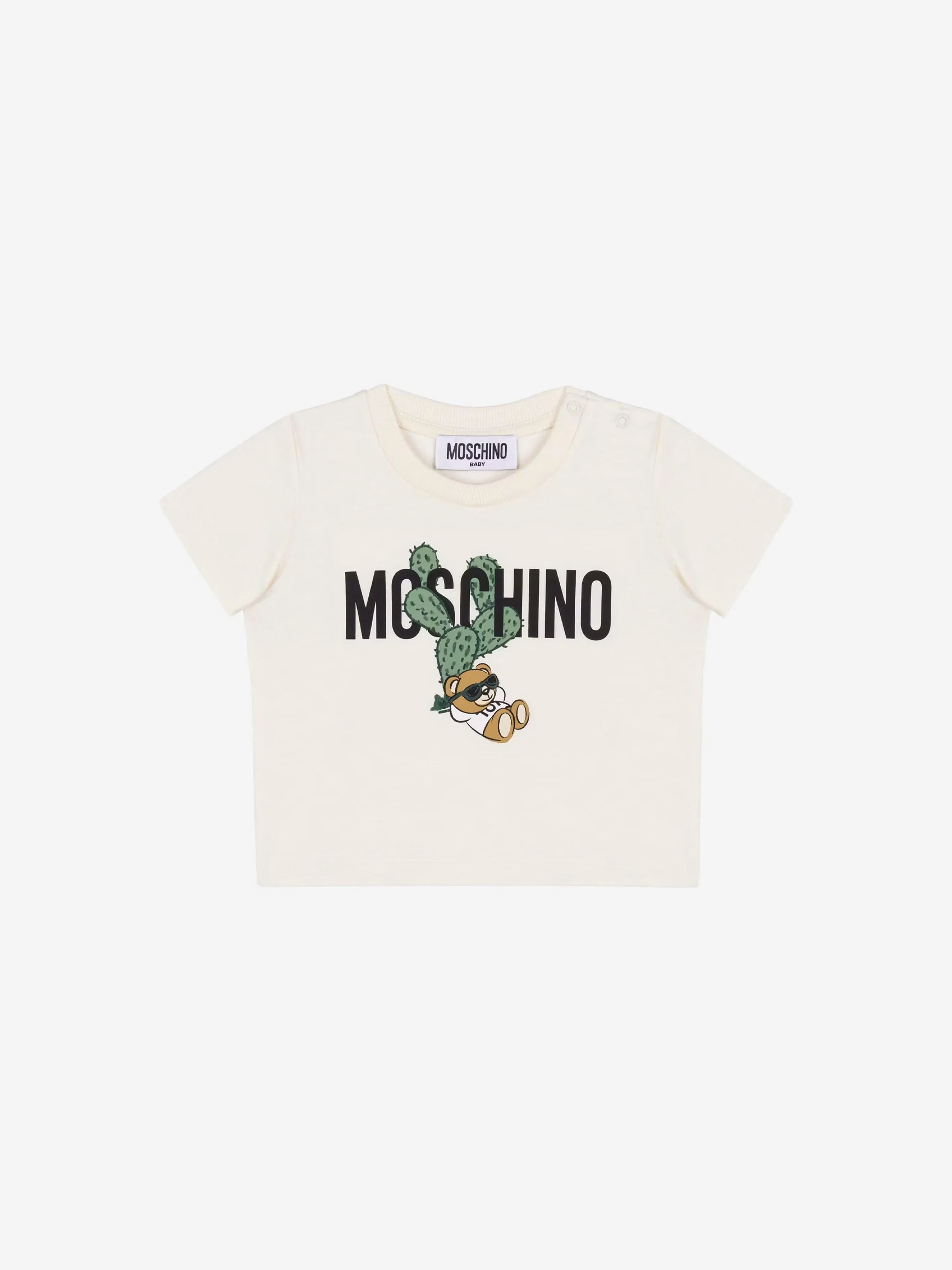 Moschino Baby Teddy Logo T-Shirt in Ivory