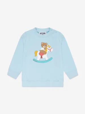 Moschino Baby Teddy Rocking Horse Sweatshirt in Blue