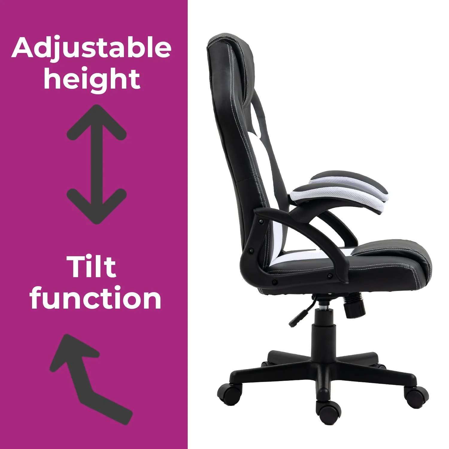 Neo White/Black Leather Mesh Office Chair