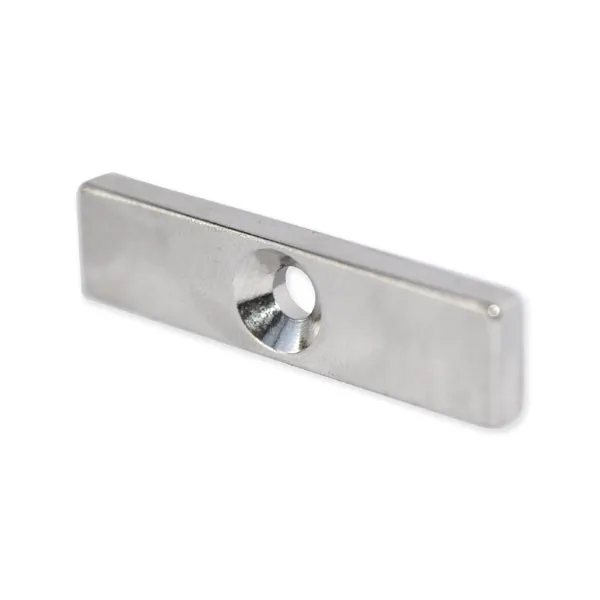 Neodymium Block Magnet - 40mm x 10mm x 4mm | Countersunk Hole 4mm-8mm
