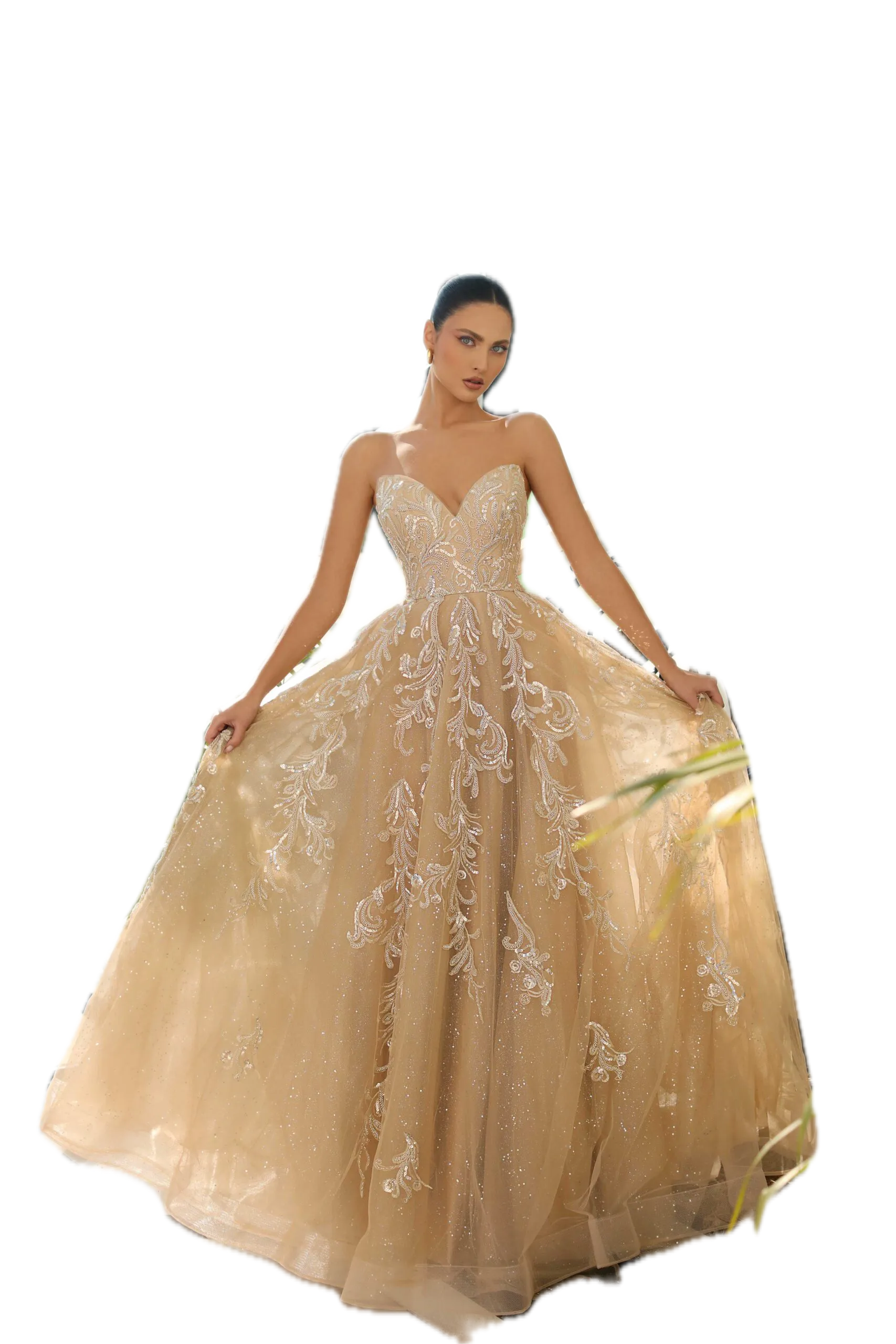 Nicoletta LUX017 Champagne sequin Gown - Size 10