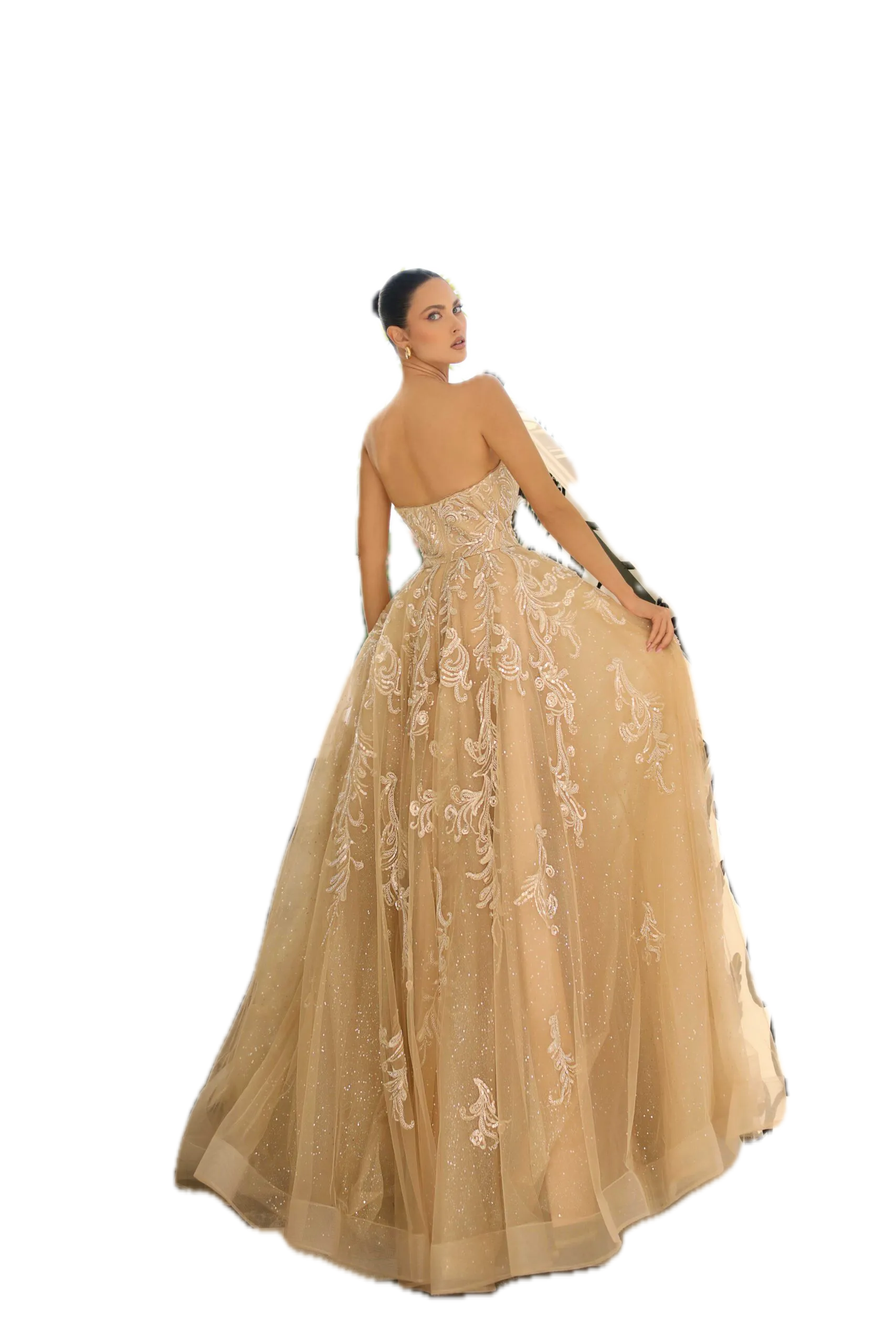 Nicoletta LUX017 Champagne sequin Gown - Size 10