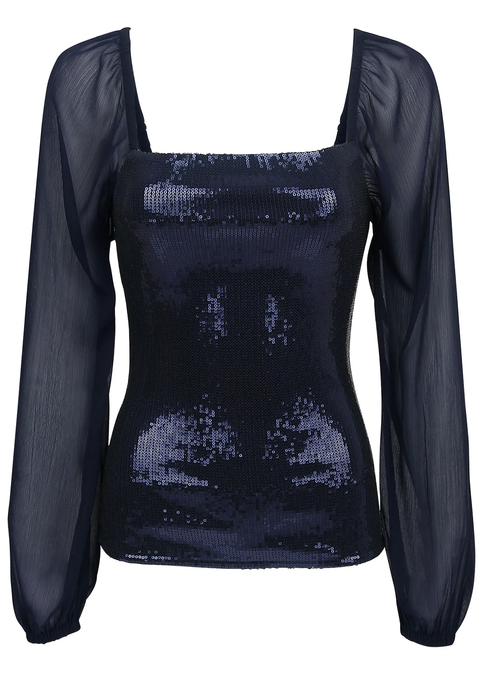 Opulent Sequin Blouse - Navy