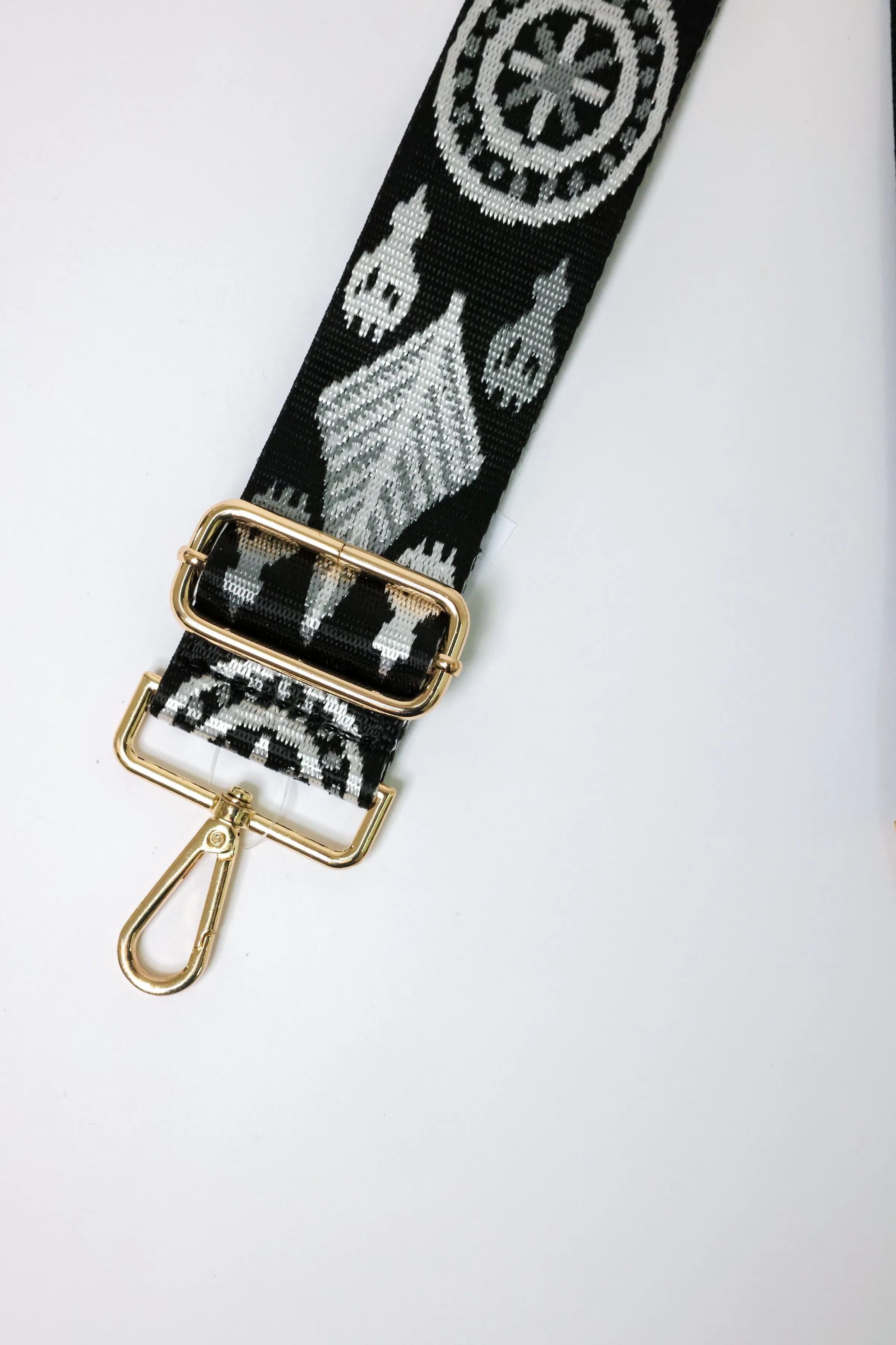 Ornamental White Silver Bag Strap