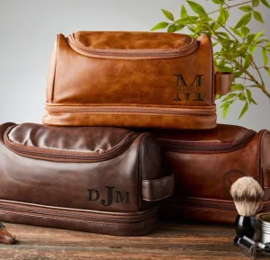 Personalized Groomsmen Toiletry Bag, PU Leather Dopp Kit, Toiletry Bag For Him, Groomsman Gift