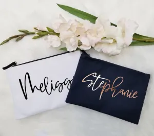 Personalized Make up Bag with zipper | Zipper pouch for makeup | Toiletry Bag | Gift for her | Best friend gift | Bridesmaid Gifts for women