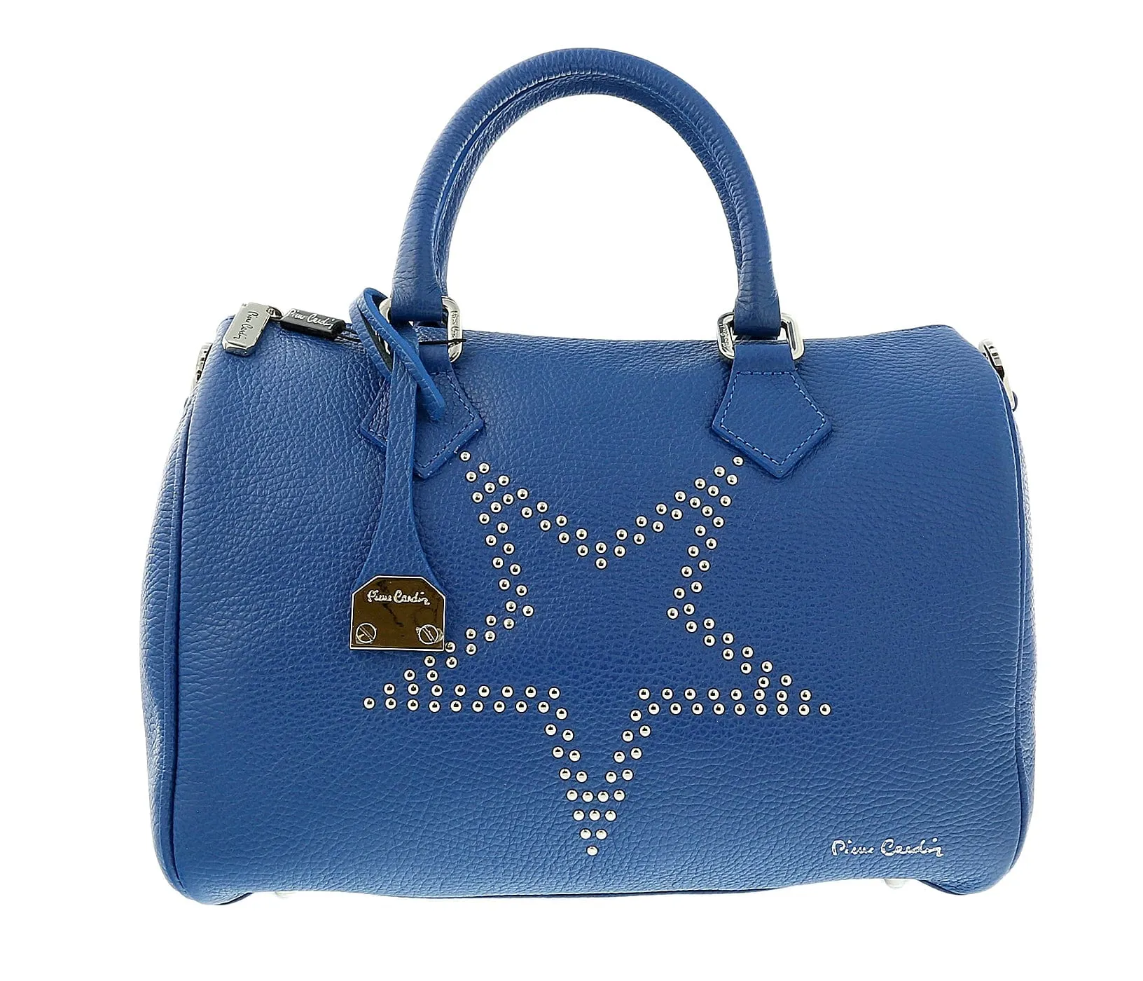Pierre Cardin Soft Blue Leather Star Studded Medium Fashion Satchel Bag