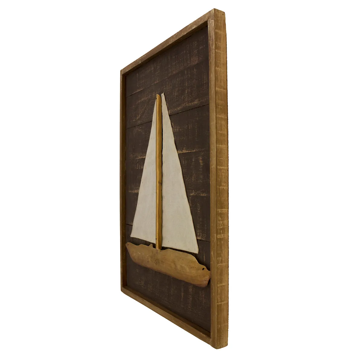 Pine Wood Wall Decor with Boat