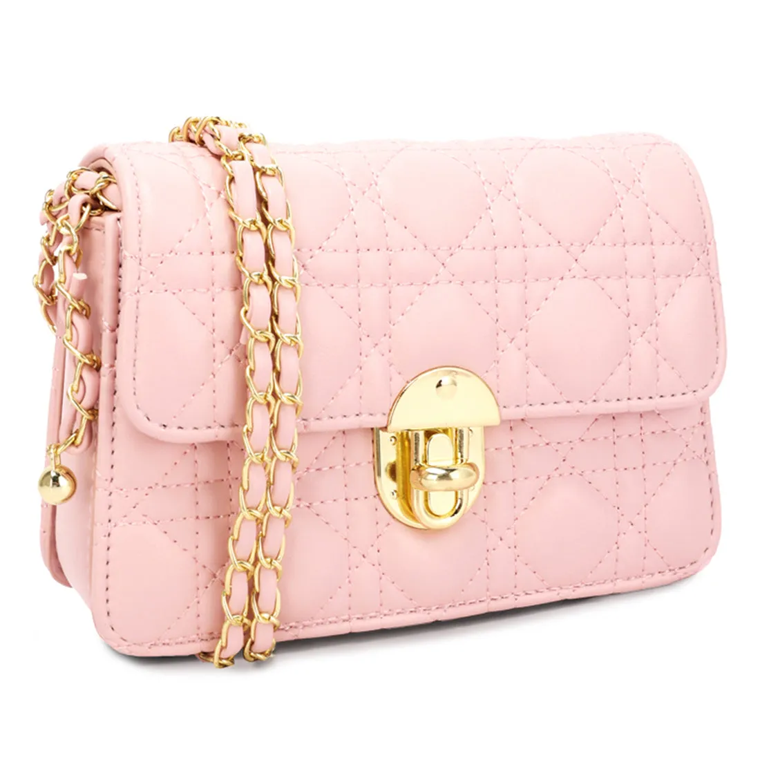 Quilted Metallic Buckle Cluch Bag