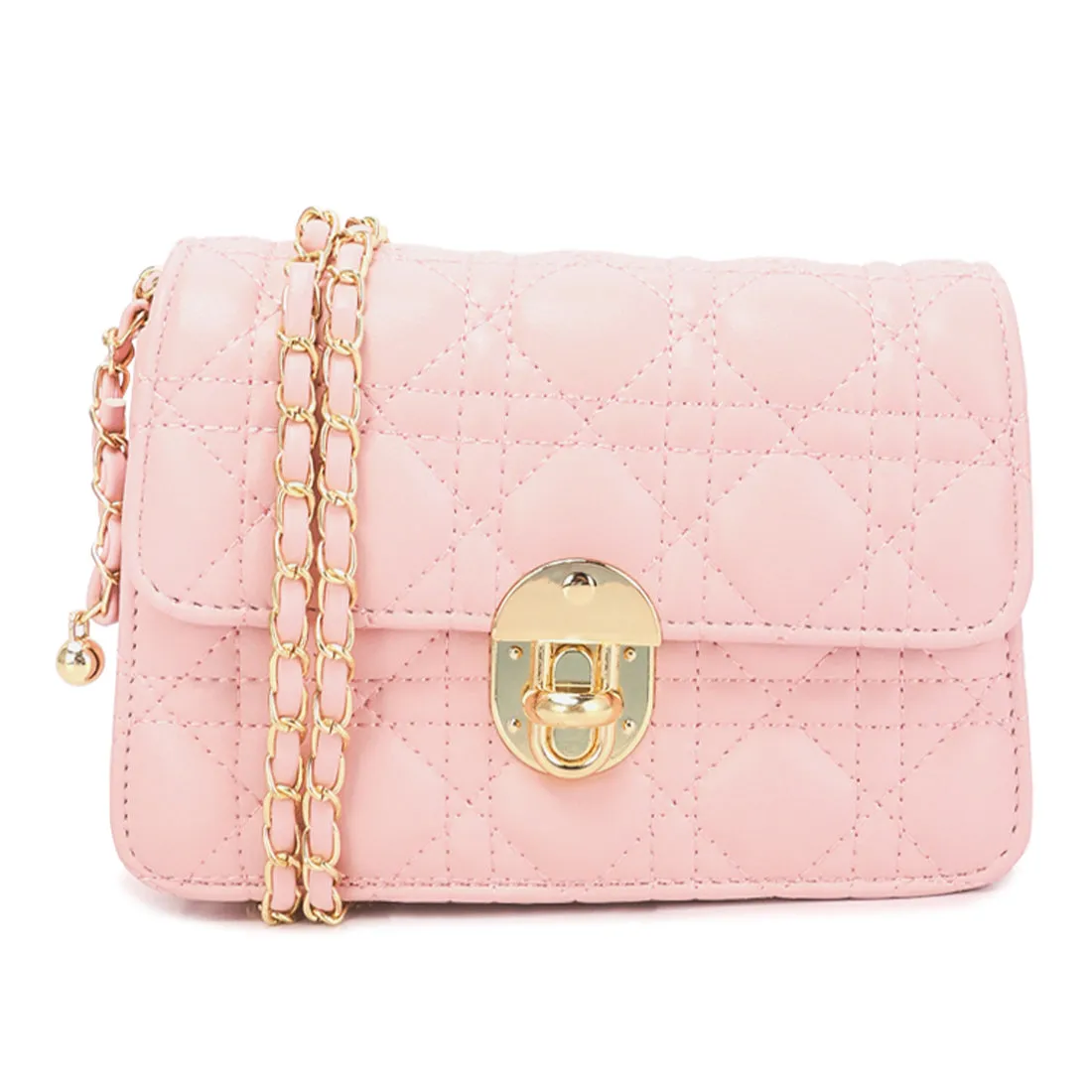 Quilted Metallic Buckle Cluch Bag