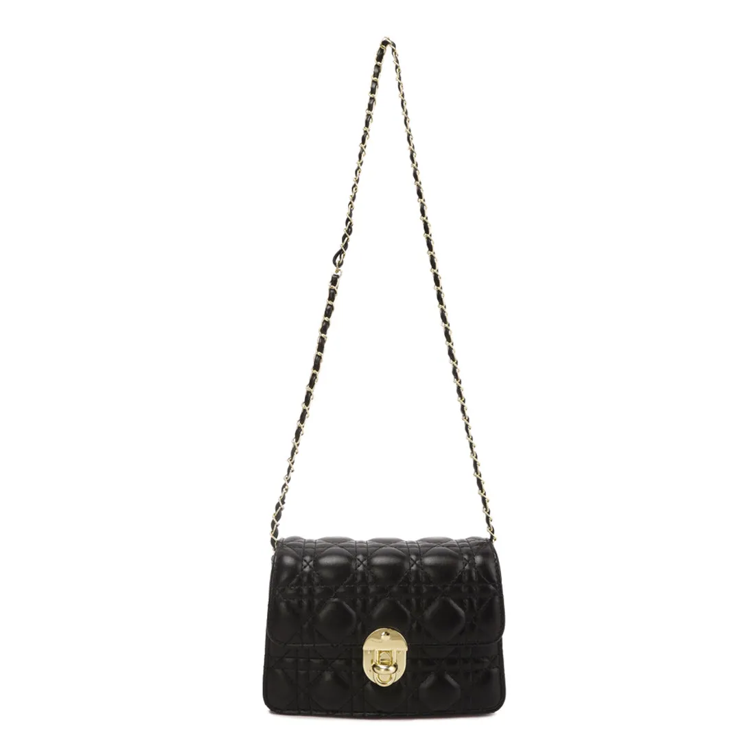 Quilted Metallic Buckle Cluch Bag