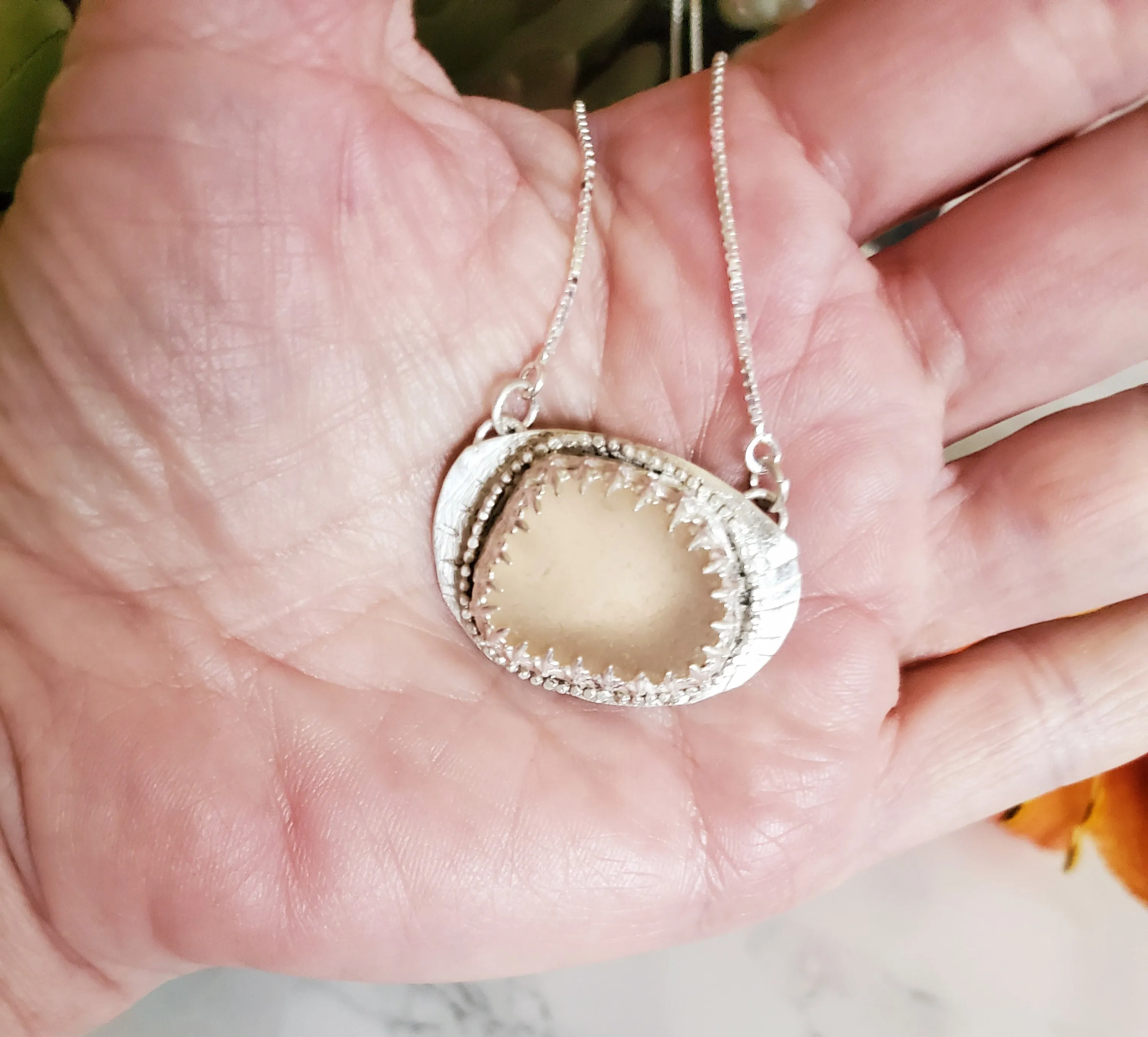 Rare Pink Sea Glass Necklace in Fine Silver