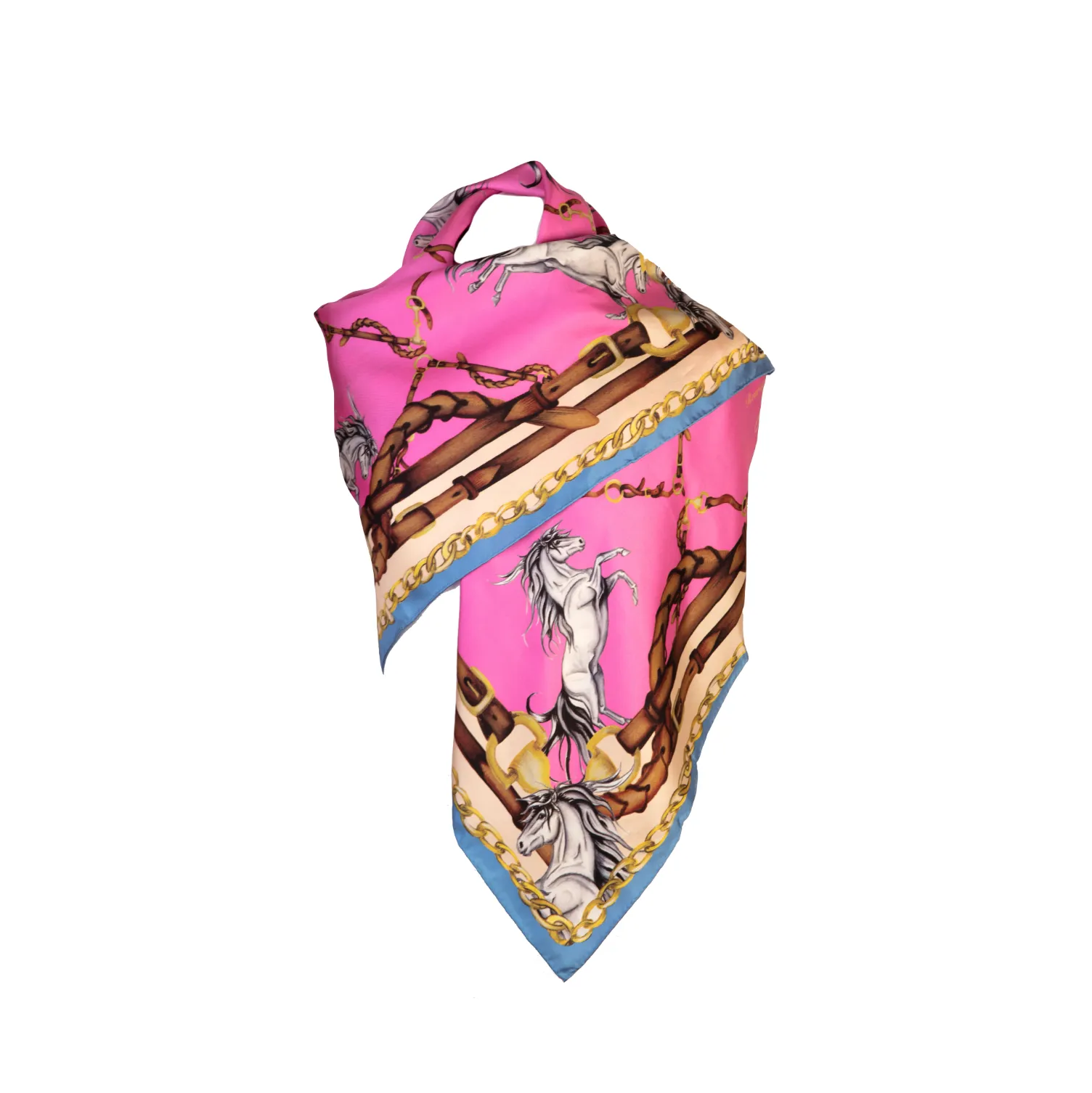 Rearing To Go Hot Pink Large Square Silk Scarf