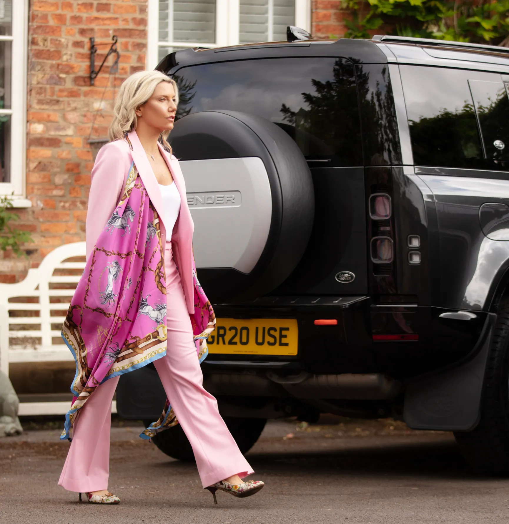 Rearing To Go Hot Pink Large Square Silk Scarf