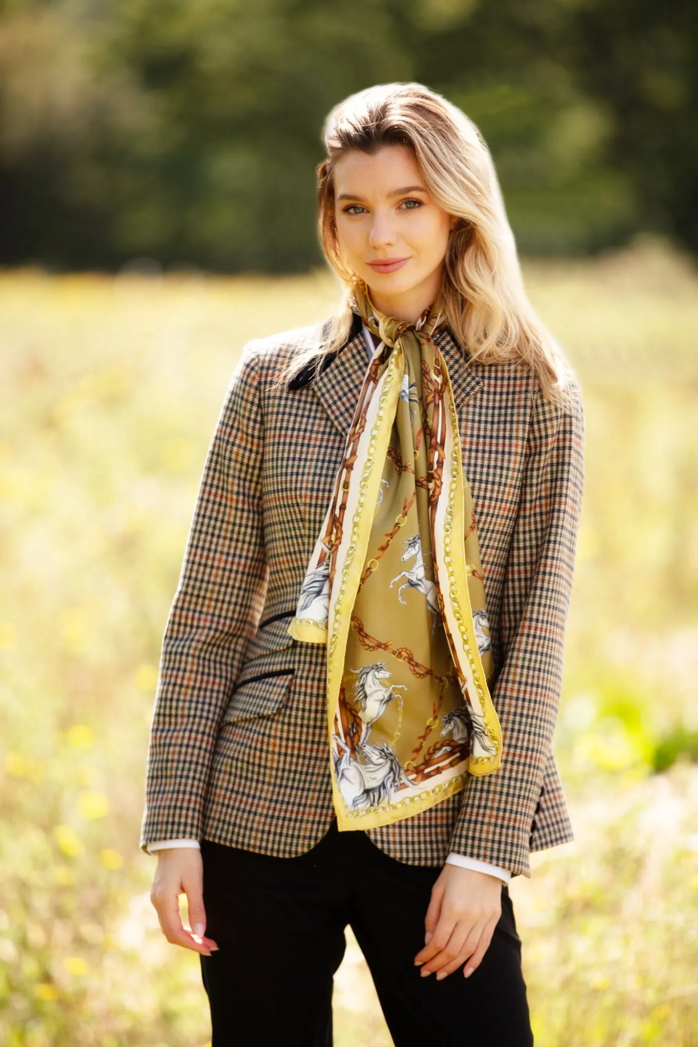 Rearing To Go Olive and Cream Classic Silk Scarf