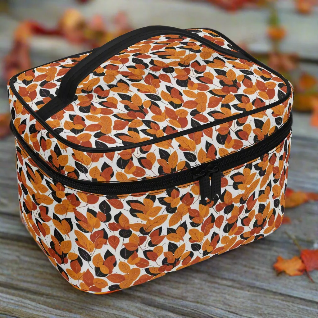 Red Autumn Leather Cosmetic Bag